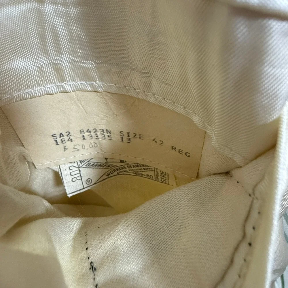Palm Beach Vintage Mens 42R Blazer Green White Striped Sport Coat